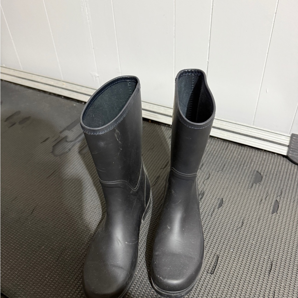 Tory Burch Black Waterproof Mid-Calf Rain Boots